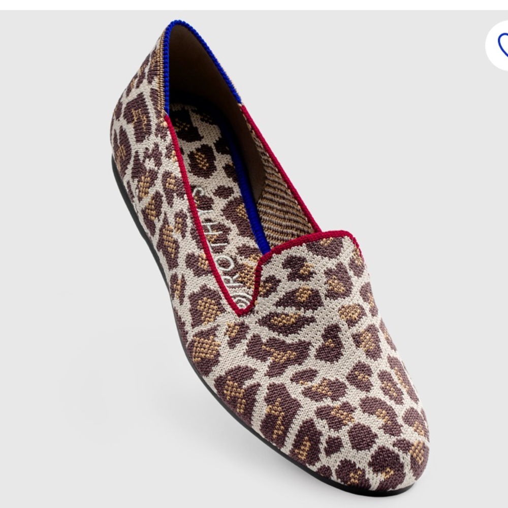 Rothy's Leopard Print Loafers with Red Trim